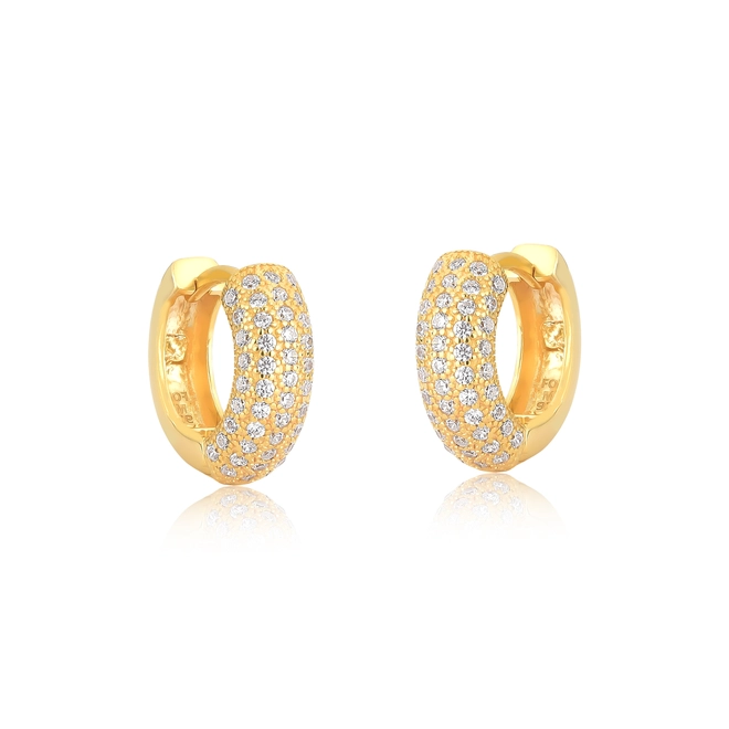 Brinco For me argola click prata 925 dourada pavê de Zircônias 1