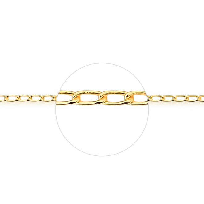 Corrente For me elo Groumet prata 925 banho dourado 60CM 3