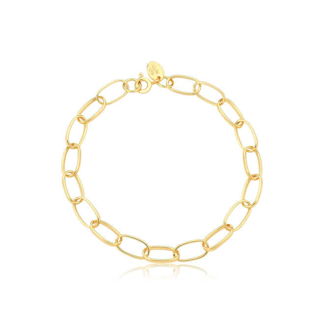 Pulseira For me elos grandes prata 925 dourada fecho mola 19CM 1