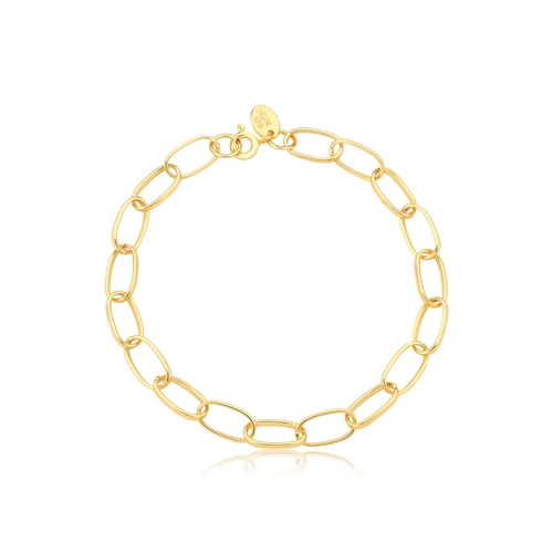 Pulseira For me elos grandes prata 925 dourada fecho mola 19CM