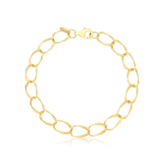 Pulseira For me elos grandes torcidos prata 925 dourada polida 19CM 1