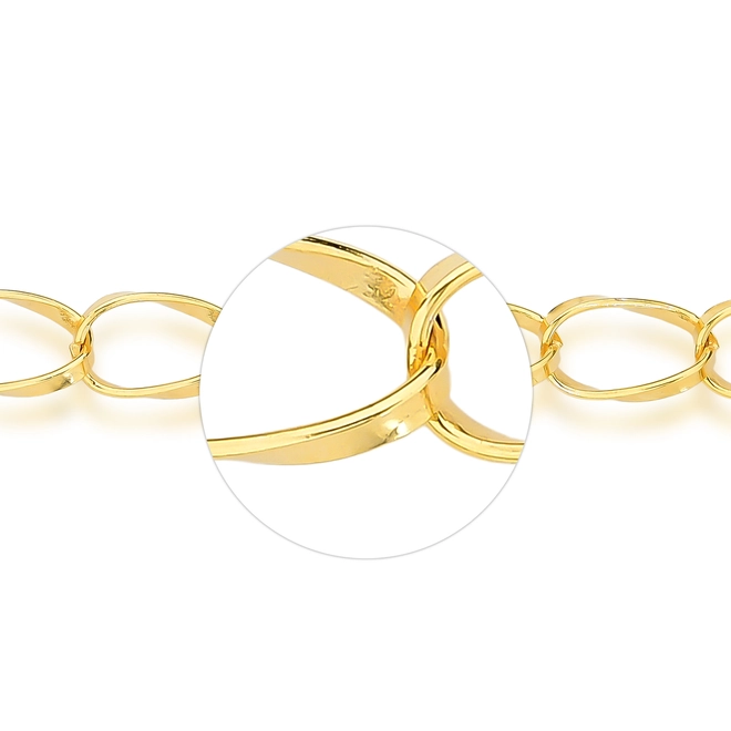 Pulseira For me elos grandes torcidos prata 925 dourada polida 19CM 3