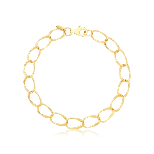 Pulseira For me elos grandes torcidos prata 925 dourada polida 19CM