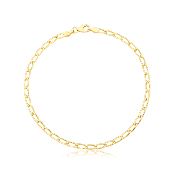 Pulseira For me elo Groumet alongado prata 925 banho dourada 22CM 1