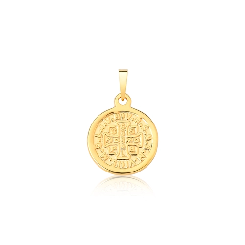 Pingente For me dupla face prata 925 dourada medalha de São Bento