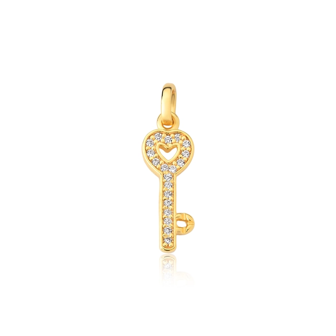 Pingente For me prata 925 dourada chave de Zircônias 1