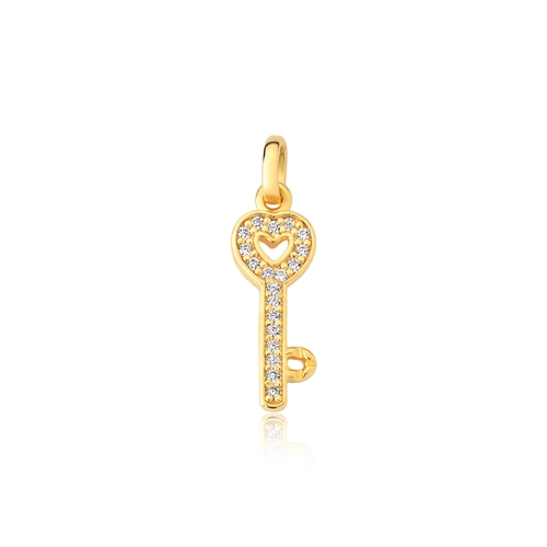 Pingente For me prata 925 dourada chave de Zircônias