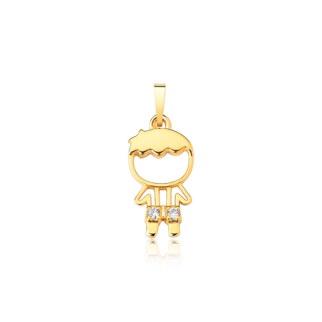 Pingente For me filhos prata 925 dourada menino com Zircônias 1