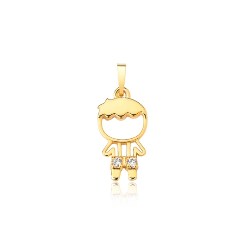 Pingente For me filhos prata 925 dourada menino com Zircônias