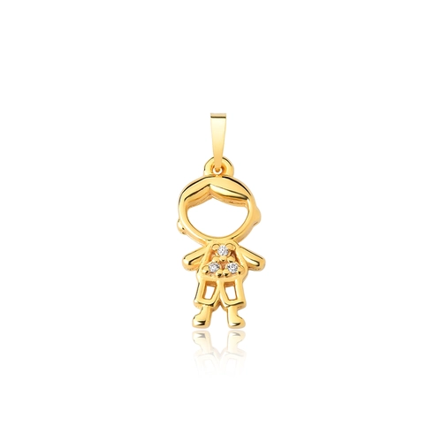 Pingente For me filhos prata 925 dourada menino com Zircônias
