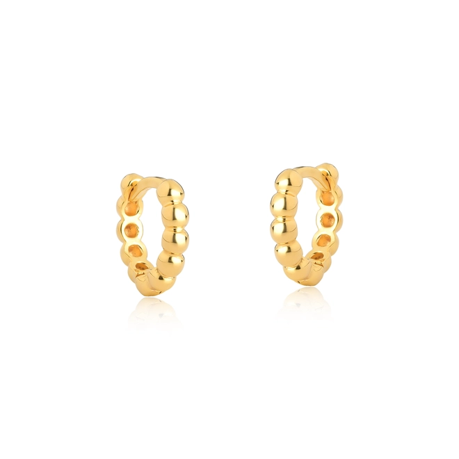 Brinco For me mini argola click prata 925 dourada bolinhas polidos 1