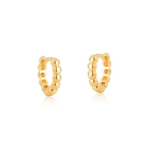 Brinco For me mini argola click prata 925 dourada bolinhas polidos