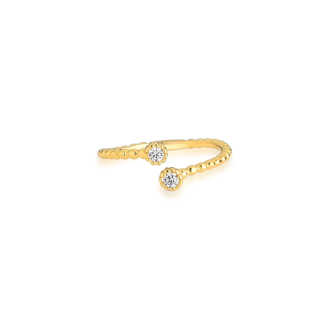 Anel For me aro aberto prata 925 dourado falange com Zircônia 2