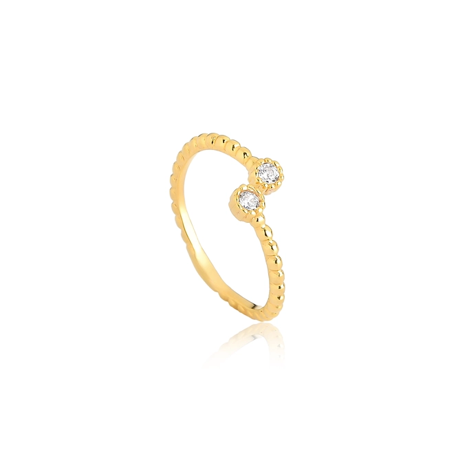 Anel For me aro aberto prata 925 dourado falange com Zircônia 1