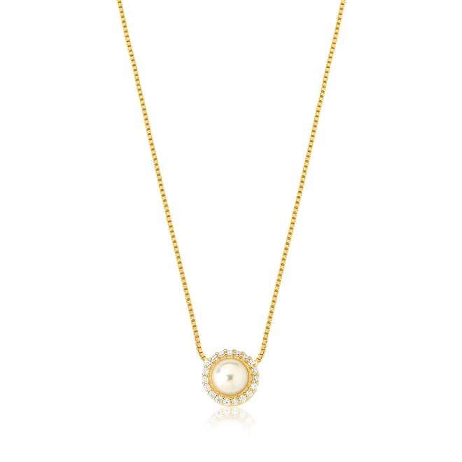 Gargantilha For me veneziana prata 925 dourada com Pérola e Zircônias 1