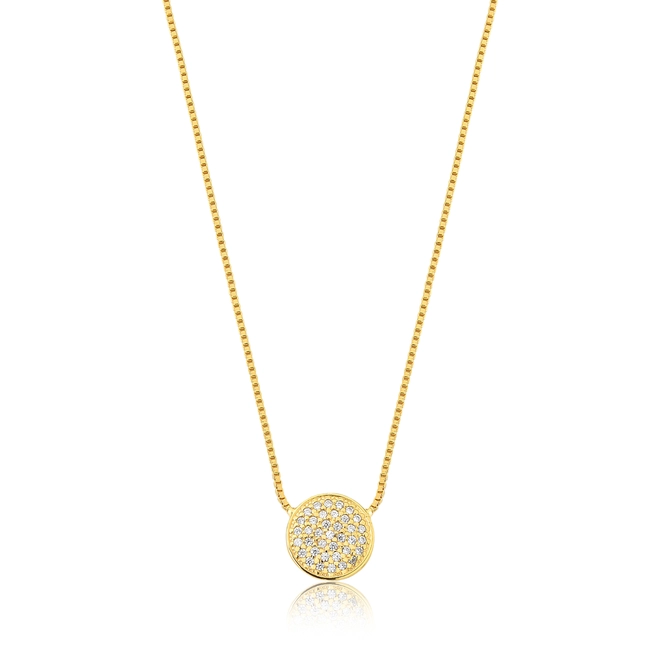 Gargantilha For me veneziana prata 925 dourada pingente círculo de Zircônias 1