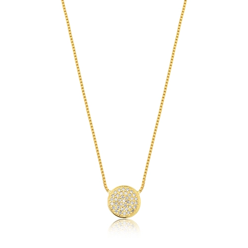 Gargantilha For me veneziana prata 925 dourada pingente círculo de Zircônias