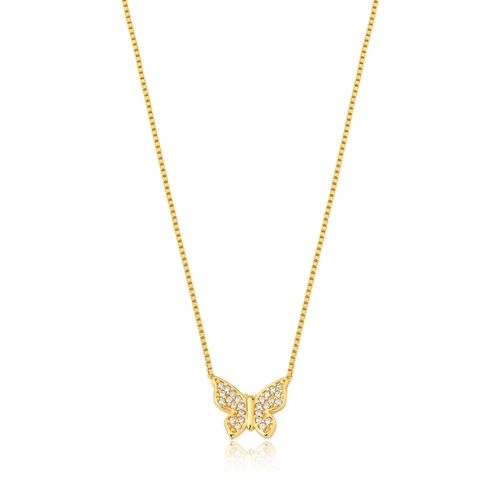 Gargantilha For me veneziana prata 925 dourada pingente borboleta com Zircônias