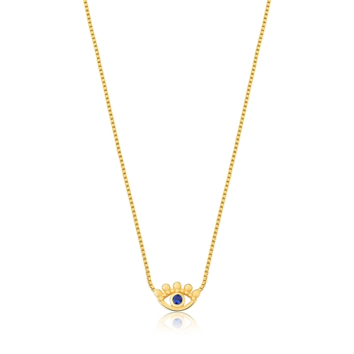 Gargantilha For me veneziana prata 925 dourada pingente olho grego com Zircônia azul