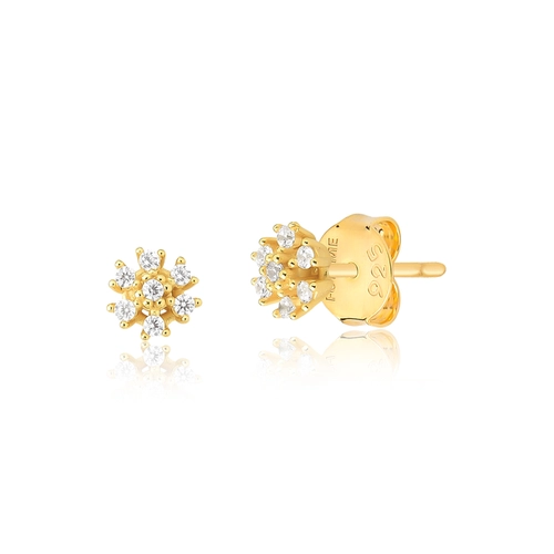 Brinco For me Stud prata 925 dourada chuveiro de Zircônias