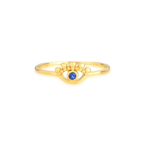 Anel For me olho grego prata 925 dourada com Zircônia azul