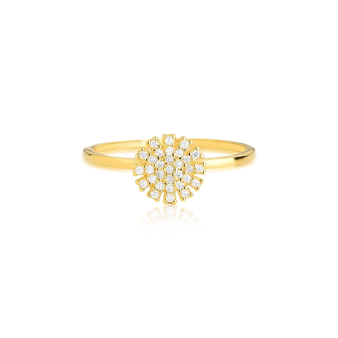 Anel For me chuveiro prata 925 dourada com Zircônias brancas 2