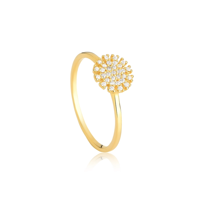 Anel For me chuveiro prata 925 dourada com Zircônias brancas 1