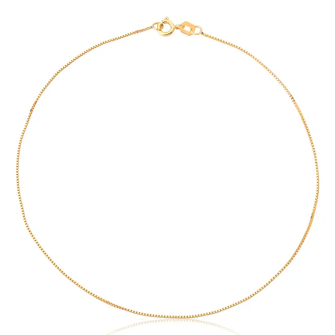 Tornozeleira malha Veneziana ouro 18k polida 25CM 1