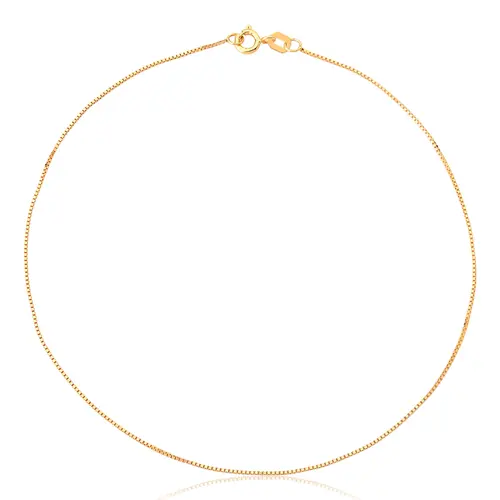 Tornozeleira malha Veneziana ouro 18k polida 25CM