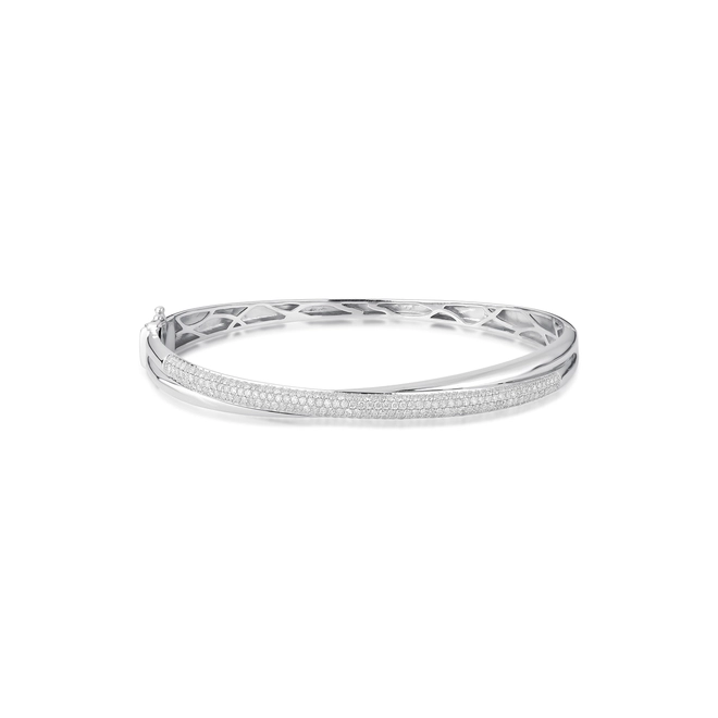 Pulseira Marée bracelete ouro branco 18k ondas cruzadas pavê 103pts de Diamantes 1