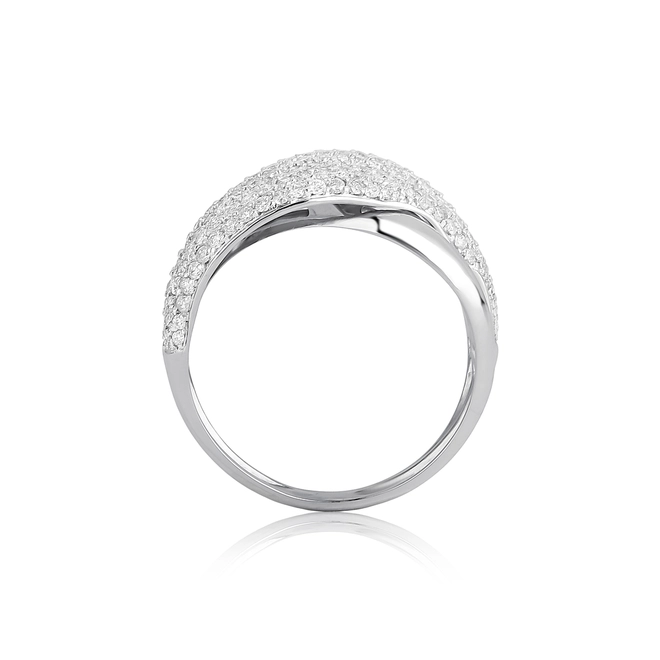 Anel Marée ondas ouro branco 18k aros cruzados pavê de 97pts Diamantes 2