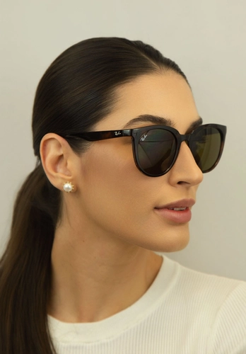 Óculos de Sol Ray-Ban 0RB4383L 710/7353 Acetato Marrom Mesclado com lentes na cor Marrom