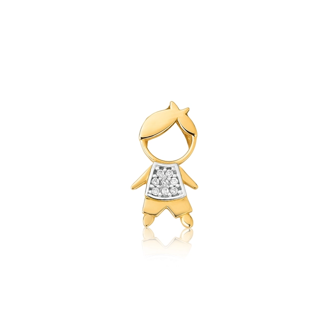 Pingente filhos ouro 18k menino camiseta com Zircônias 2
