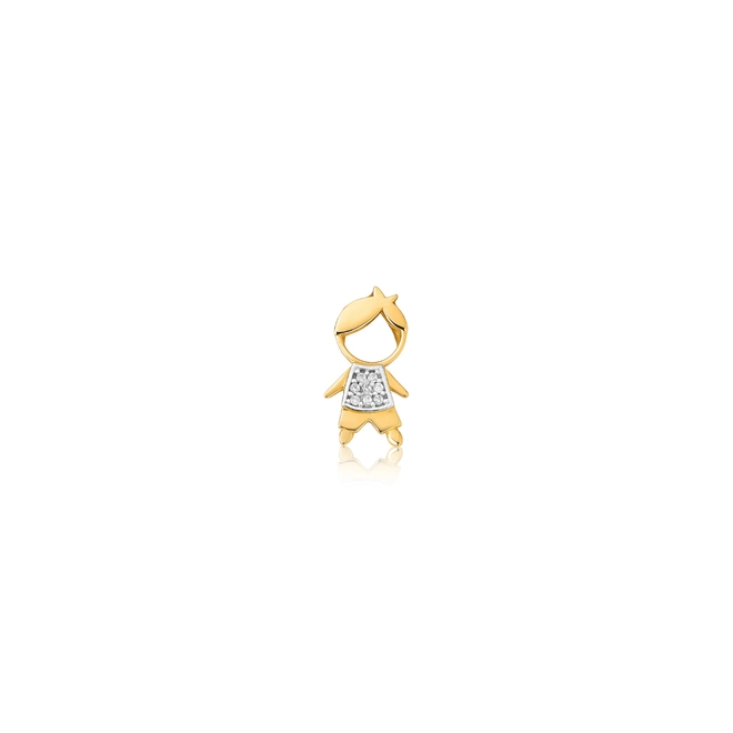 Pingente filhos ouro 18k menino camiseta com Zircônias 1