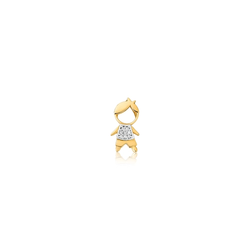 Pingente filhos ouro 18k menino camiseta com Zircônias