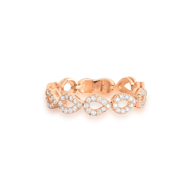 Anel Lacrima articulado em ouro rosé 18k gotas vazadas contornos com 25pts de Diamantes 2