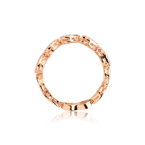 Anel Lacrima articulado em ouro rosé 18k gotas vazadas contornos com 25pts de Diamantes