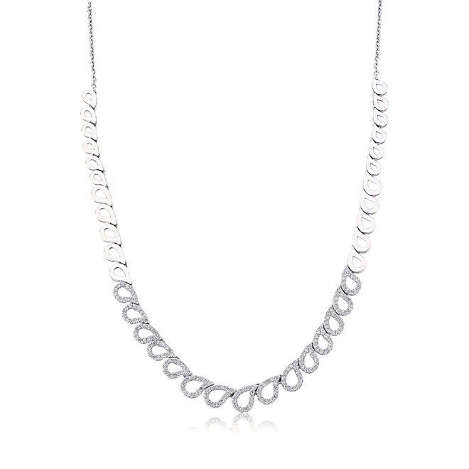 Gargantilha Lacrima ouro branco 18k gotas vazadas de Diamantes 1