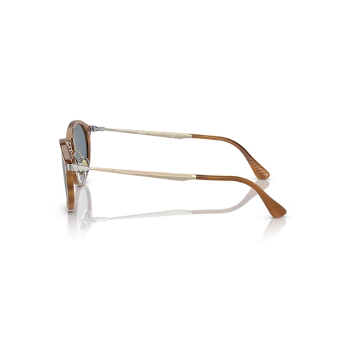 Óculos de Sol Persol 0PO3166S 960/5651 Acetato Marrom Listrado Claro com lentes na cor Azul