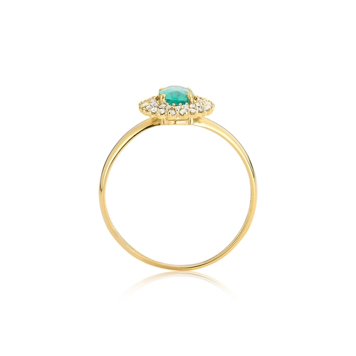 Anel Laurel oval de Esmeralda ouro 18k contorno com 13,8pts de Diamantes