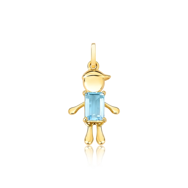 Pingente Essentials filhos menino ouro 18k com gema baguete de Topázio Sky 1