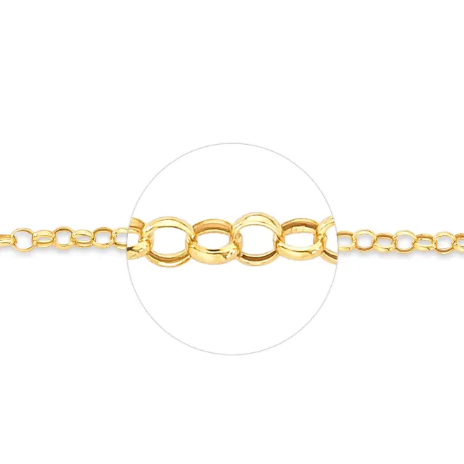 Pulseira elo Português oca ouro 18k polida 15cm 3