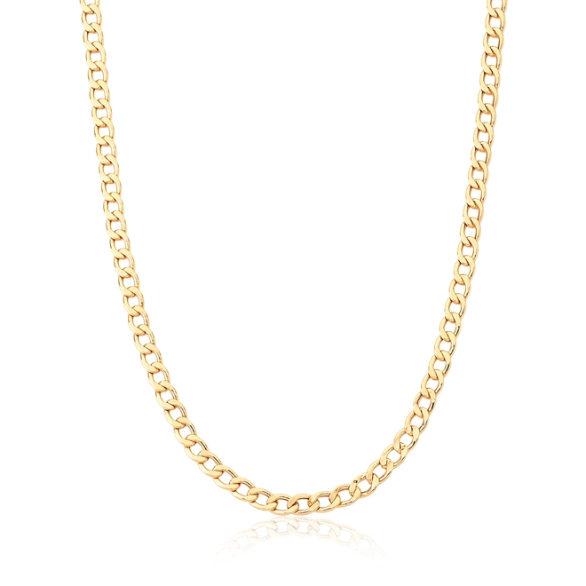 Corrente elo Groumet oca polida ouro 18k fecho mosquetão 70cm 1