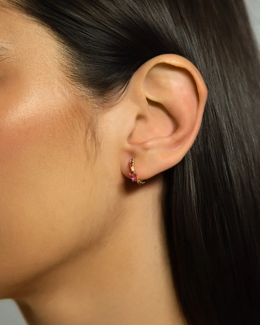 Brinco Paradis Ear Hook ouro 18k com Mix de Gemas e Diamantes 1