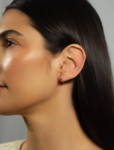 Brinco Paradis Ear Hook ouro 18k com Mix de Gemas e Diamantes