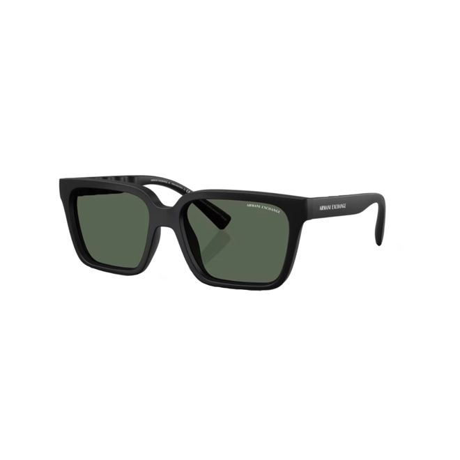 Óculos de Sol Armani Exchange 0AX4147S 80787156 Acetato Preto Fosco com lentes na cor Verde 1