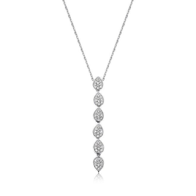 Gargantilha gravatinha ouro branco 18k seis gotas de Diamantes 1