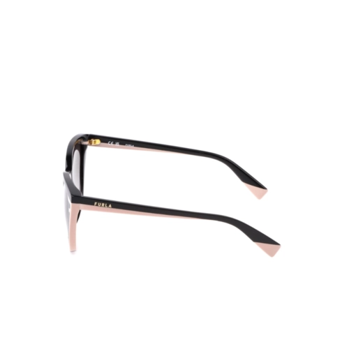 Óculos de Sol Furla SFU783 55700Y Acetato Preto e Rosa com lentes na cor Fumê Degradê