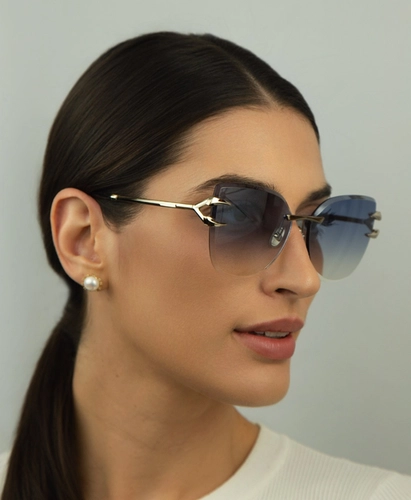 Óculos de Sol Roberto Cavalli SRC043 62594B Metal Dourado com lentes na cor Azul Degradê