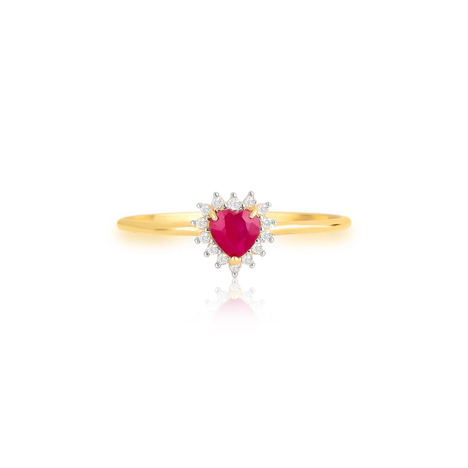 Anel Liz Amour coração de Rubi ouro 18k com 4,4pts de Diamantes 3